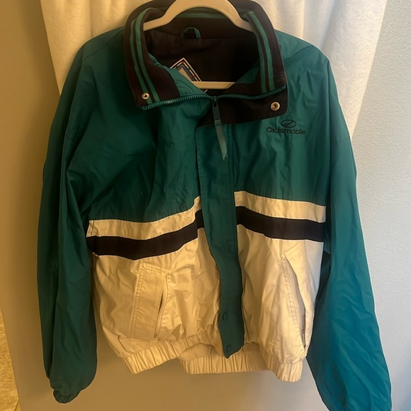 Teal Vintage Oldsmobile 80s/90s zip up windbreaker jacket - Picture 1 of 3